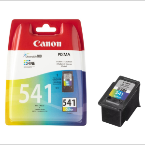 Emballage d'encre Canon CL-541 couleur 8ml à gauche et cartouche seule à droite sur fond blanc. Produit disponible en magasin.