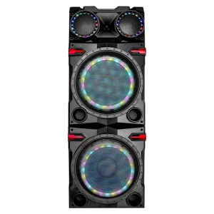 Haut-parleur Sono Pickering Ultimatsound 600 noir portable, deux haut-parleurs LED circulaires, boutons de contrôle et tweeters.