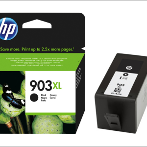 Cartouche d'encre HP 903XL noire 825 pages dans son emballage avec logo HP et papillon, en vente à Saint-Georges-de-l'Oyapock.