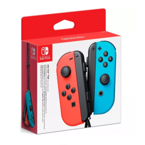 Manette Switch Joy-Con néon rouge et bleu en packaging Nintendo Switch, disponible à accessoires informatiques Saint-Georges-de-l'Oyapock.