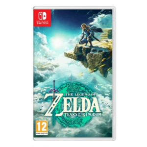 Boîtier du jeu The Legend of Zelda : Tears of the Kingdom sur Switch, héros sur île volante, titre et PEGI 12 visibles.
