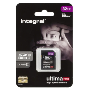 Carte mémoire SDHC INTEGRAL ULTIMA PRO 32 Go, classe 10, 80 Mo/s, compatible Full HD/3D, en emballage monochrome à Saint-Georges-de-l'Oyapock.