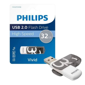 Clé USB 2.0 de 32 Go de Philips dans un emballage High Speed bleu et blanc, exposée dans une boutique informatique de Saint-Georges-de-l'Oyapock.