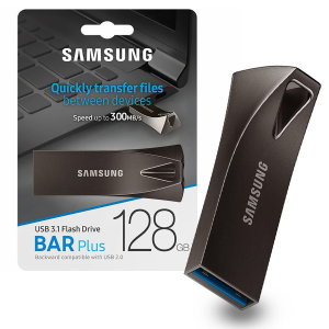 Clé USB Samsung MUF-64BE BAR Plus 128 Go USB 3.1 grise, transferts rapides, disponible à Saint-Georges-de-l'Oyapock.