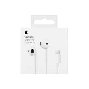 Boîte blanche d'Apple EarPods (USB-C) avec le logo Apple et l'image des écouteurs visibles. Emballage du produit pour les EarPods.